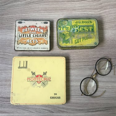 Tobacciana vintage tins - set of 3 - JC Dill, Dunhill, Between the Acts 