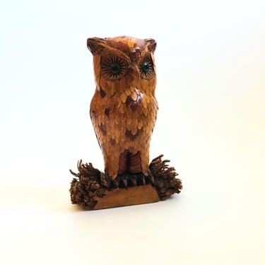 1970s Zhejiang Handicrafts Wicker Owl 