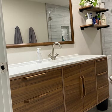 Bathroom Vanity Cabinet - Floating Mid Century Style 60