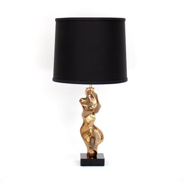 French Cast Bronze Sculptural Table Lamp by Michel Jaubert Signed