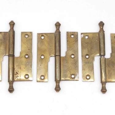 Set of Polished Brass 3.875 x 3.25 in. Lift Off Olive Door Hinges