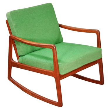 1960s Ole Wanscher Teak Green Rocking Chair for France and Son 