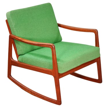 1960s Ole Wanscher Teak Green Rocking Chair for France and Son 