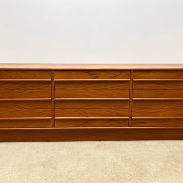 Danish modern teak 9 drawer long lowboy dresser credenza mid century 