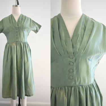 1950s June Arden Green Organza Dress 