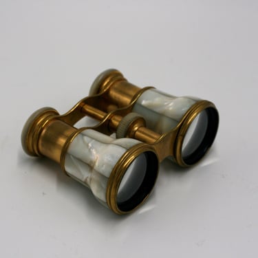 vintage mother of pearl and brass opera glasses 