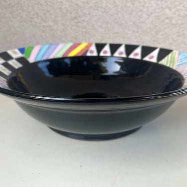 Vintage 1989 artsy black bowl rims hand painted size 13” 