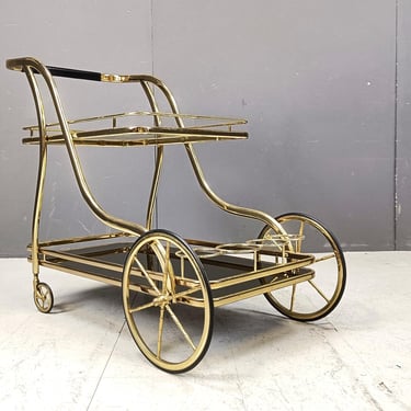 Brass drinks trolley, 1970s - hollywood regency trolley - mid century serving cart - vintage drinks trolley 