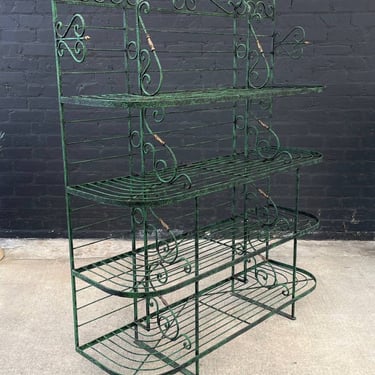 Rustic French Wrought Iron & Brass Bakers Rack, c.1960’s 