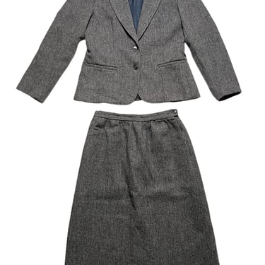 Vintage Women's Wool TWEED 2pc Suit ~ size 10 ~ jacket / blazer / sport coat / skirt ~ Set ~ 