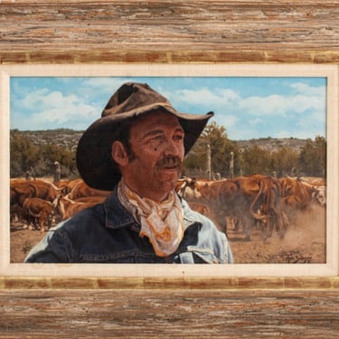 Mark Swanson &quot;A Cattleman&quot; Oil on Canvas