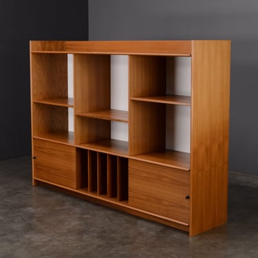 6.5ft Teak Wall Unit Danish Modern Bookcase Book Shelves 