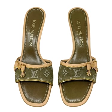 Louis Vuitton Olive Denim Kitten Heels
