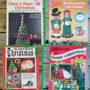 Vintage Christmas Macrame Instruction Booklet, 70s and 80s Xmas Decorations How To Book Craft Manuals Weaving Cross Stitch Crochet Pattern 