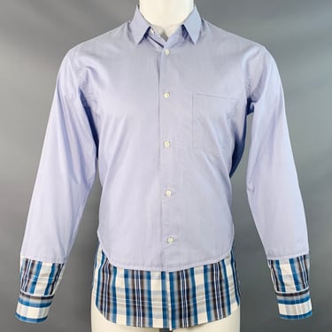 COMME des GARCONS SHIRT Size S Blue Brown Stripe Plaid Long Sleeve Shirt