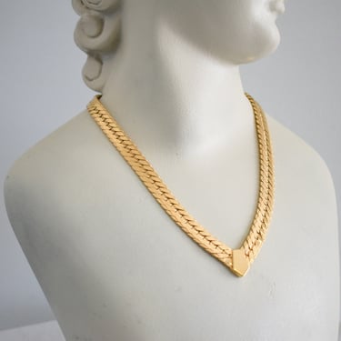 1980s Napier Gold Wide Chain Necklace 