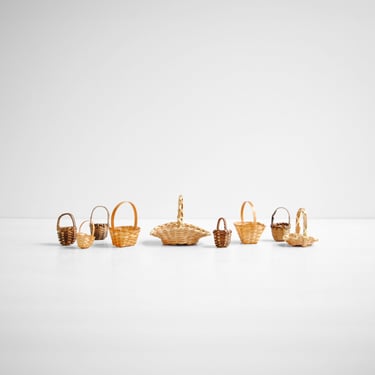 Set of 9 Assorted Miniature Doll Baskets 