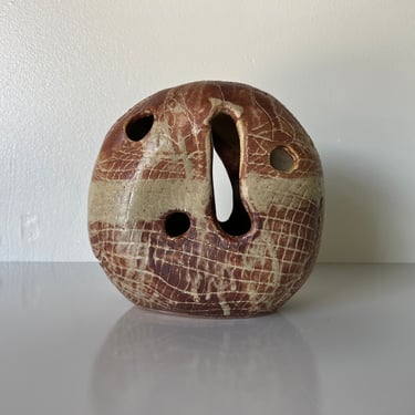 Vintage Sculptural Organic Art Pottery Vase, Signed 