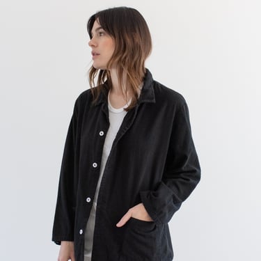 Vintage Overdye Black Flannel Shirt Jacket | Unisex Chore Pajama shirt | Euro Pyjama Blouse | M L | P7 