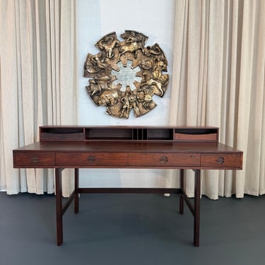 Scandinavian Modern Rosewood Flip-Top Partners Desk By Peter Løvig Nielsen