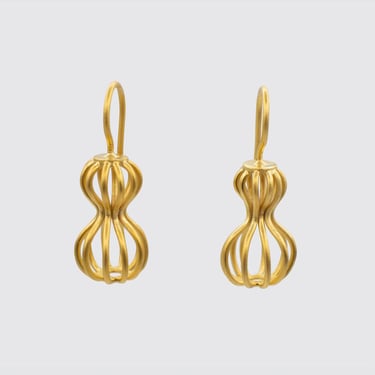 Jane Diaz NY - Handmade Wire Peanut Pod Earrings - Gold Plate