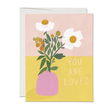 Red Cap Cards - White Poppies encouragement greeting card