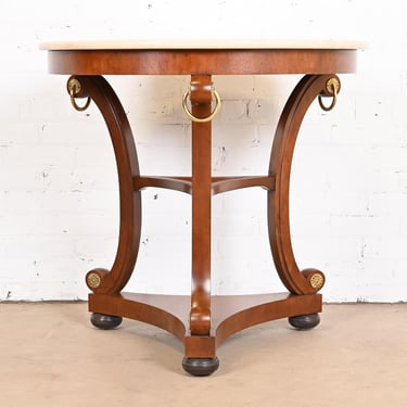 Baker Furniture Stately Homes Collection Regency Carved Mahogany Marble Top Center Table