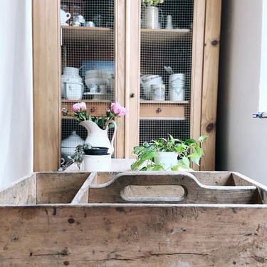 Beautiful vintage rustic French wooden gardening carrier, pot carrier 