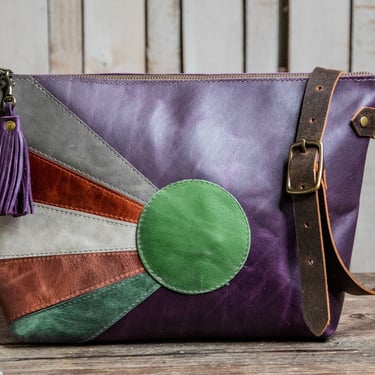 The Purple Rain Sunburst Eco-Friendly Leather Medium Bowler Crossbody Bag | Limited Run 