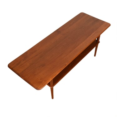 Solid-Teak Rounded-Edge Coffee Table w. Storage Shelf by Hvidt