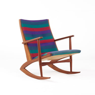 Holgar Georg Jensen for Tonder Mobelvaerk Model 97 Mid Century Upholstered Teak Rocking Chair - mcm 