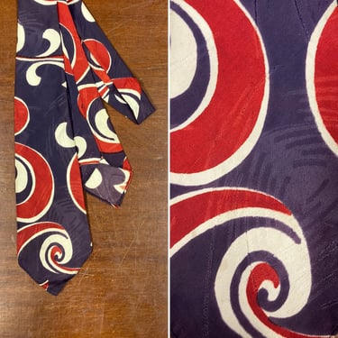 Vintage 1930’s Abstract Swirl Print Deco Tie, 1940s Tie, 1930s Tie, Vintage Tie, Swing Tie, Jazz Tie, Vintage Clothing, Vintage Shirt 