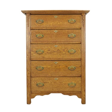 Restored Antique Oak 5 Drawer High Boy Dresser