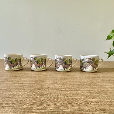 Vintage Honduras Ceramic Coffee/Tea Mugs - Set of 4 - Village Design 