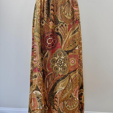 1970s Nelly de Grab Metallic Gold Long Skirt 