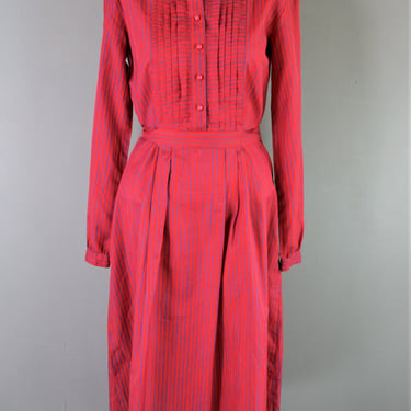 Lanz - Pin-Stripe - Shirtdress - Circa 1980s - Pockets -Estimated size 10/12 