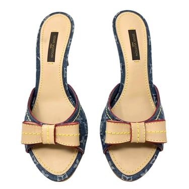 Louis Vuitton Blue Denim Kitten Heels