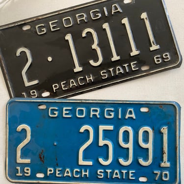 1970 Georgia License Plate YOUR CHOICE-Black Or Blue, Peach State, Vintage Auto Tags, Auto Enthusiast, Car Lover, Georgia Fan 