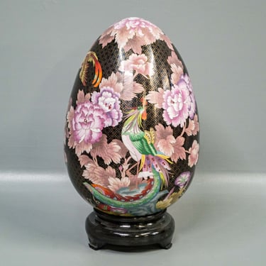 Large Floral Motif Cloisonné Egg