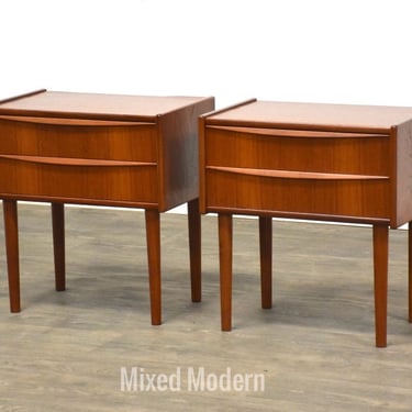 Danish Modern Teak Nightstands - A Pair 