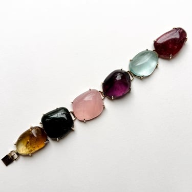 Vintage 10K Gold Gems of Maine Bracelet Tourmaline Aquamarine Citrine Amethyst 