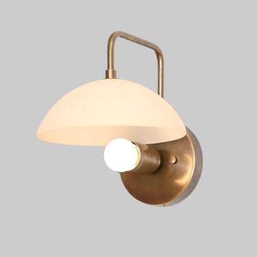 MCM Style Brass Structure with Upper  Glass Shade 