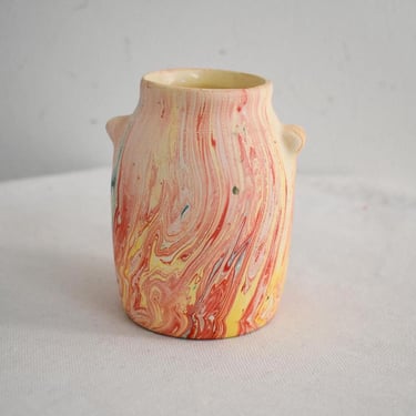 Vintage Swirled Nemadji Pottery Vase, 3 5/8