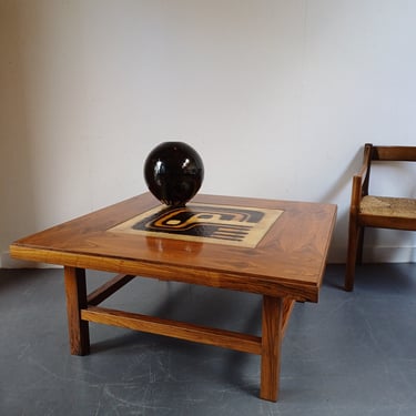 Rosewood Tile Top Square Coffee Table, 1970s