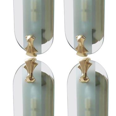 Set of Four Beveled Art Deco Style Sconces by Fratelli Martini. Italy, 1970's.