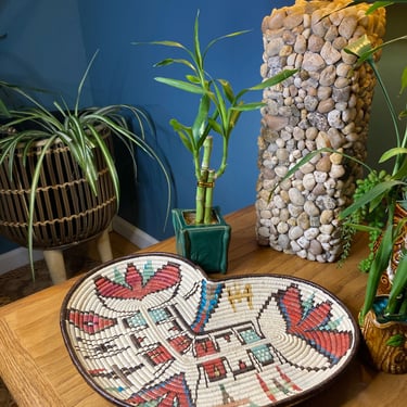 Heart Shaped Decorative Tray Bohemian Mexican Imported 