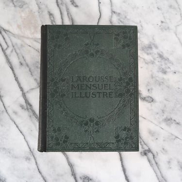 antique french leather bound "larousse mensuel illustre 1923-1925"