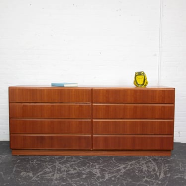 Vintage MCM Scandinavian teak wood 8 drawer dresser by KOMFORT Furniture Denmark | Free delivery in NYC and Hudson Valley areas 