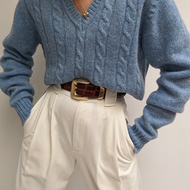 Vintage Sky Cable Knit Wool Sweater