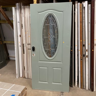 Painted Exterior Door with Oval Leaded Glass 79" x 35.75"